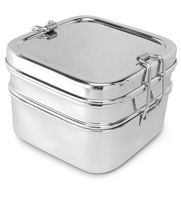 Lifestyle Block Stainless Steel Stacking Cube 2 Compartment Lunch Box - Medium